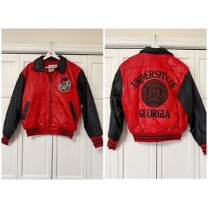 Vintage University of Georgia UGA Red/Black Leather Jacket Varsity Unisex Med